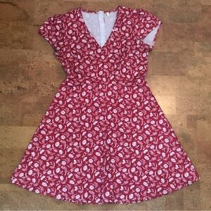 Red Floral A-Line Skater Dress